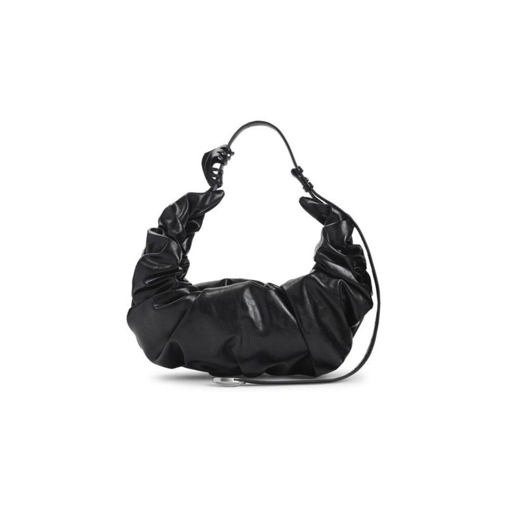 DIESEL Ruched Leather Shoulder Bag Women BLACK Handbags